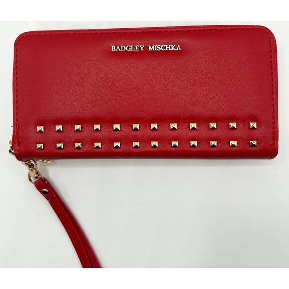 Badgley Mischka Red Studded Wallet with Phone Holder - Picture 1 of 2